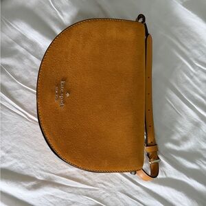 NWOT kate spade Mustard Suede Half-Moon Crossbody Bag